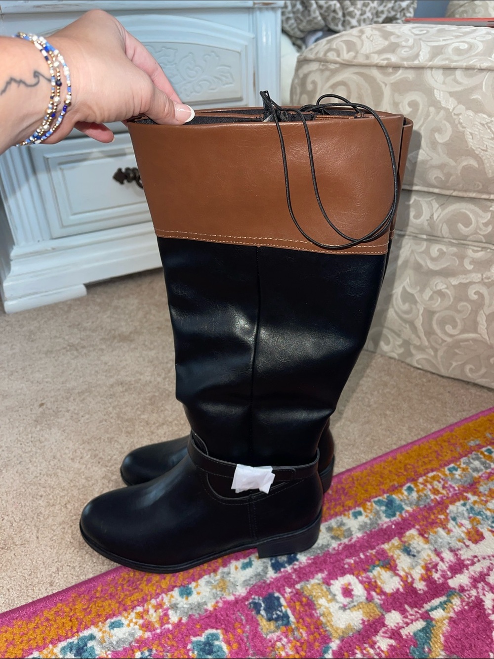 St. John's Bay Tall Two-Tone Over-the-Knee Boots — Black and Brown